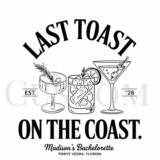 Last Toast on the Coast Bachelorette Glassware